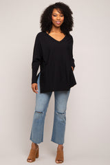 Black Knit Long Dolman Sleeve Maternity Top