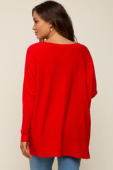 Red Knit Long Dolman Sleeve Maternity Top