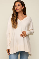 Cream Knit Long Dolman Sleeve Maternity Top