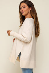 Cream Knit Long Dolman Sleeve Maternity Top