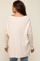 Cream Knit Long Dolman Sleeve Maternity Top