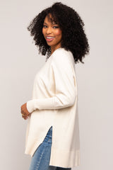 Cream Knit Long Dolman Sleeve Top