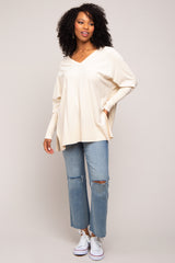 Cream Knit Long Dolman Sleeve Maternity Top