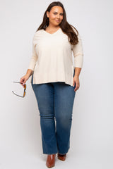 Cream Knit Long Dolman Sleeve Plus Top