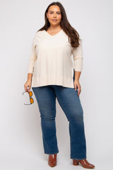 Cream Knit Long Dolman Sleeve Plus Maternity Top