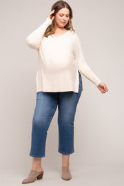 Cream Knit Long Dolman Sleeve Plus Maternity Top