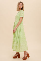 Lime Collared Button Down Midi Dress