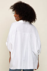 White Gauze Double Layered Button Up Top