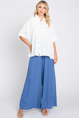 White Gauze Double Layered Button Up Top