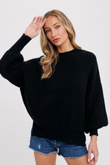 Black Knit Mock Neck Sweater