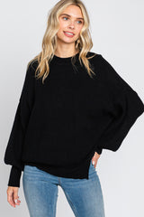 Black Knit Mock Neck Sweater