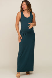 Forest Green Soft Knit Maternity Maxi Dress