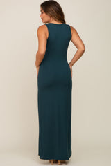 Forest Green Soft Knit Maternity Maxi Dress