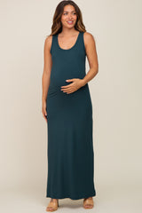 Forest Green Soft Knit Maternity Maxi Dress