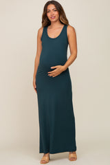 Forest Green Soft Knit Maternity Maxi Dress