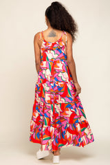 Coral Multi-Color Printed Tiered Dress