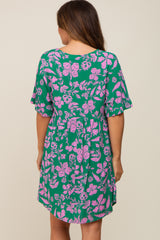 Green Floral V-Neck Maternity Dress