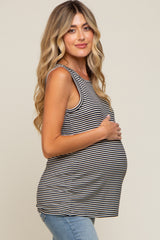 Black Striped Sleeveless Maternity Tank Top