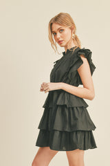 Black Ruffle Tiered Mini Dress