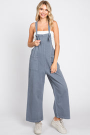 Blue Front Pocket Cropped Overall