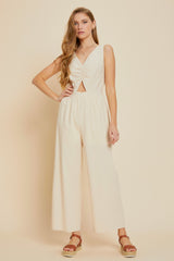 Cream Wide-Leg Jumpsuit