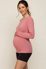 Mauve Long Sleeve Maternity Top