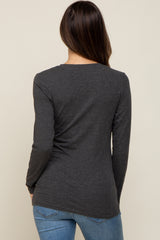 Charcoal Fitted Long Sleeve Maternity Top