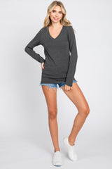 Charcoal Fitted Long Sleeve Top