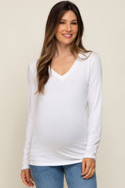 White Fitted Long Sleeve Maternity Top