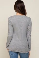 Heather Grey Fitted Long Sleeve Maternity Top