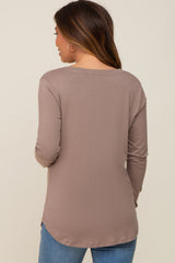 Mocha Long Sleeve Maternity Top