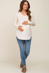 Cream Long Sleeve Maternity Top