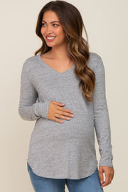 Heather Grey Long Sleeve Maternity Top