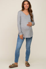 Heather Grey Long Sleeve Maternity Top