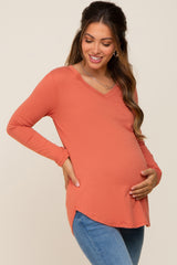 Rust Long Sleeve Maternity Top