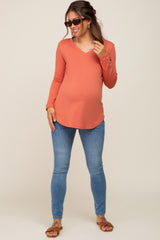 Rust Long Sleeve Maternity Top