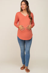 Rust Long Sleeve Maternity Top