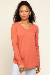 Rust Long Sleeve Maternity Top