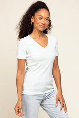 Mint Ribbed V-Neck Maternity Top