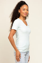 Mint Ribbed V-Neck Top