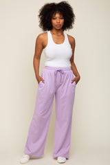 Lavender Drawstring Wide Leg Lounge Pants