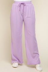 Lavender Drawstring Wide Leg Lounge Pants