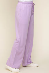 Lavender Drawstring Wide Leg Lounge Pants