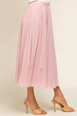 Light Pink Tulle Midi Skirt