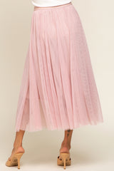 Light Pink Tulle Midi Skirt