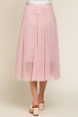 Light Pink Tulle Maternity Midi Skirt