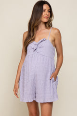 Lavender Mini Gingham Smocked Front Tie Maternity Romper