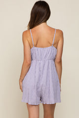 Lavender Mini Gingham Smocked Front Tie Maternity Romper