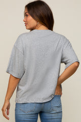 Heather Grey Basic Rolled Short Sleeve Maternity T-Shirt