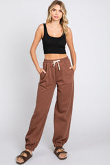 Brown Drawstring Relaxed Fit Sweatpants